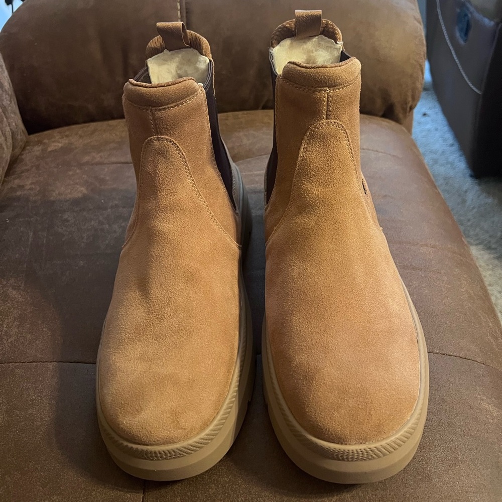 UGG Tan Chukka Boots with Suede Material and Thick Rubber Sole